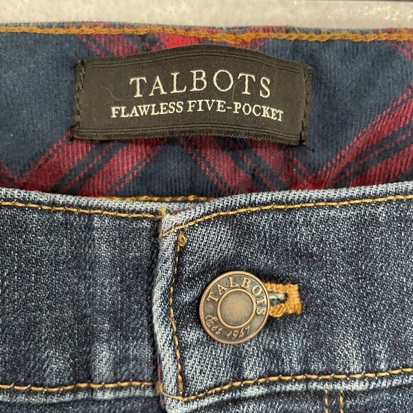 Talbots Jeans Size 4 Blue BOYFRIEND Plaid Patch FLAWLESS FIVE-POCKET NEW - Picture 6 of 12